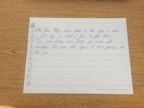 SK Cursive Writing Sample at the End of June